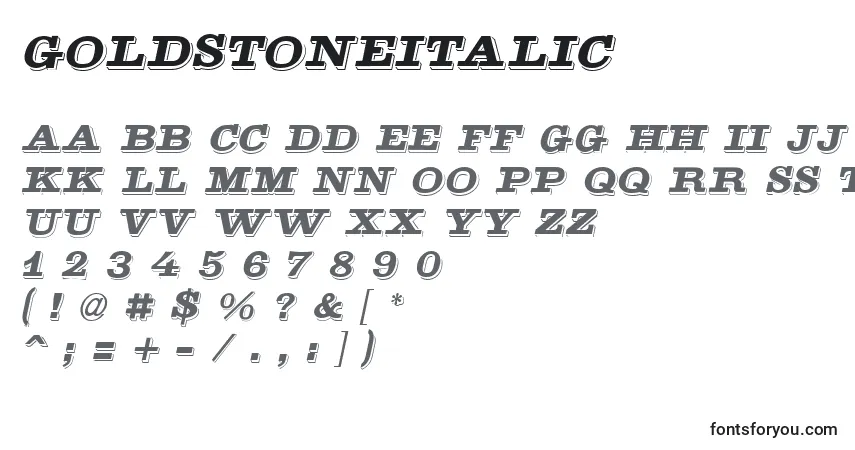 GoldstoneItalicフォント–アルファベット、数字、特殊文字