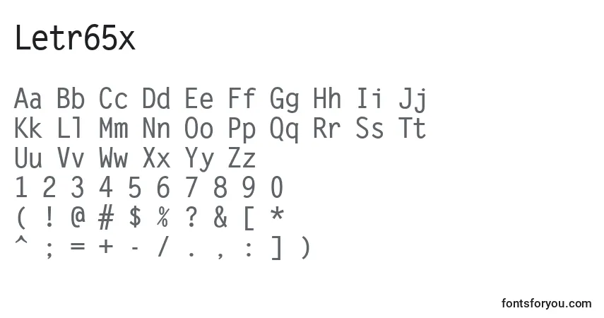 Schriftart Letr65x – Alphabet, Zahlen, spezielle Symbole