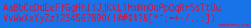 Letr65x-fontti – punaiset fontit sinisellä taustalla
