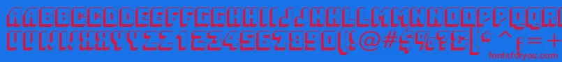 PioneerBt-Schriftart – Rote Schriften auf blauem Hintergrund
