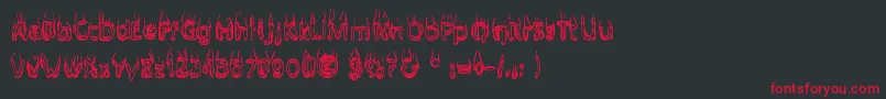 Baileysc-Schriftart – Rote Schriften auf schwarzem Hintergrund