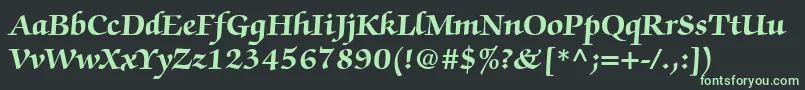 フォントChanceryScriptBlackSsiBold – 黒い背景に緑の文字