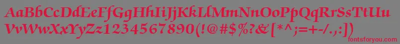 ChanceryScriptBlackSsiBold-Schriftart – Rote Schriften auf grauem Hintergrund