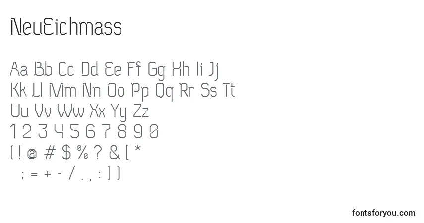 Schriftart NeuEichmass – Alphabet, Zahlen, spezielle Symbole