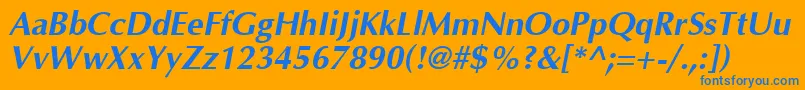 Optimabi Font – Blue Fonts on Orange Background