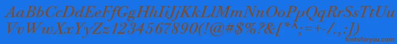BodoniTwelveItcBookItalic Font – Brown Fonts on Blue Background