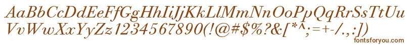フォントBodoniTwelveItcBookItalic – 白い背景に茶色のフォント