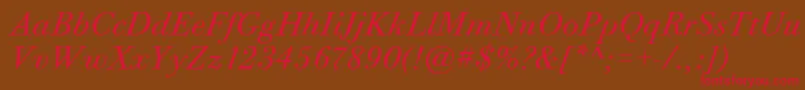 BodoniTwelveItcBookItalic Font – Red Fonts on Brown Background