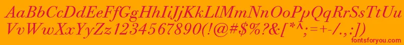 BodoniTwelveItcBookItalic Font – Red Fonts on Orange Background