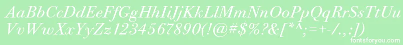 BodoniTwelveItcBookItalic Font – White Fonts on Green Background