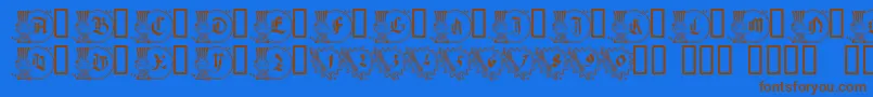 フォントAmericanGothique – 茶色の文字が青い背景にあります。