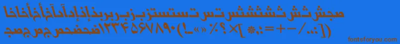 BasrapersianttItalic-Schriftart – Braune Schriften auf blauem Hintergrund