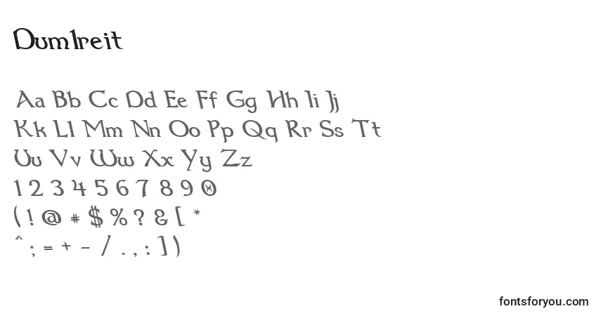 A fonte Dum1reit – alfabeto, números, caracteres especiais
