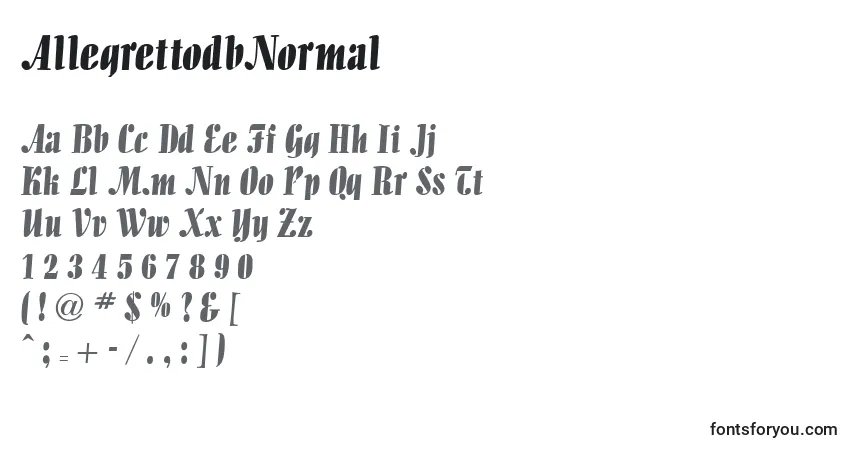 Fuente AllegrettodbNormal - alfabeto, números, caracteres especiales