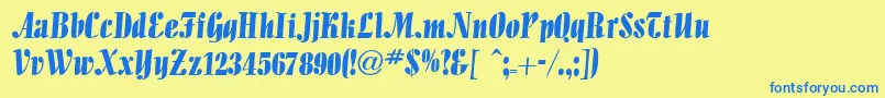 AllegrettodbNormal-Schriftart – Blaue Schriften auf gelbem Hintergrund