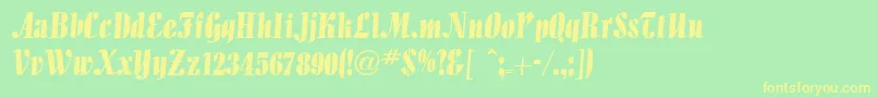 AllegrettodbNormal-Schriftart – Gelbe Schriften auf grünem Hintergrund