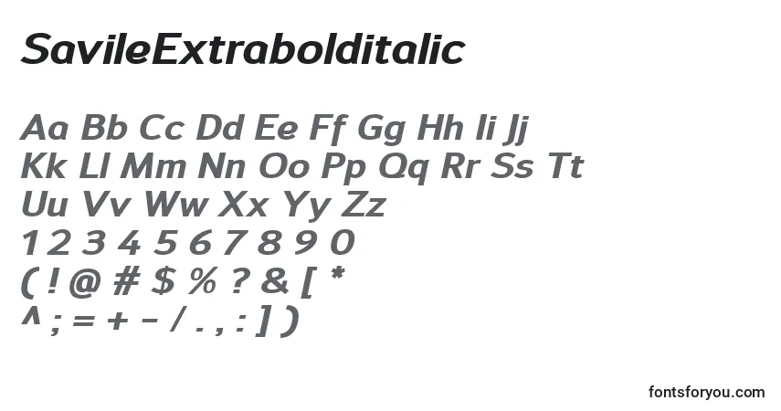 SavileExtrabolditalic font – alphabet, numbers, special characters