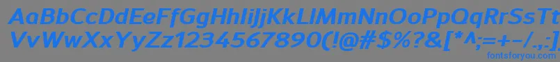 フォントSavileExtrabolditalic – 灰色の背景に青い文字