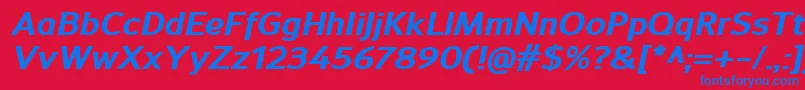 SavileExtrabolditalic Font – Blue Fonts on Red Background