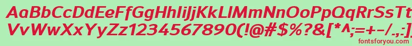 SavileExtrabolditalic Font – Red Fonts on Green Background