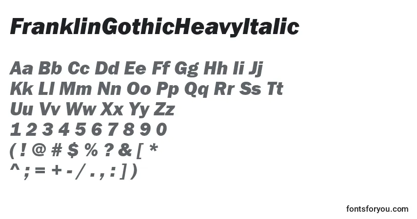 Шрифт FranklinGothicHeavyItalic – алфавит, цифры, специальные символы