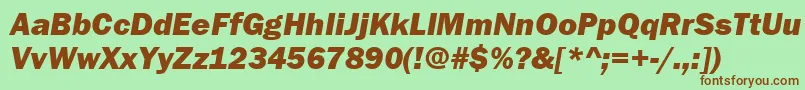 Fonte FranklinGothicHeavyItalic – fontes marrons em um fundo verde