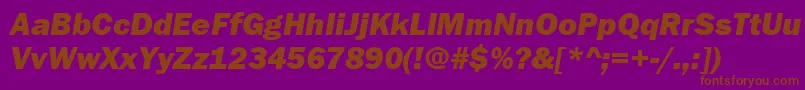 FranklinGothicHeavyItalic-Schriftart – Braune Schriften auf violettem Hintergrund