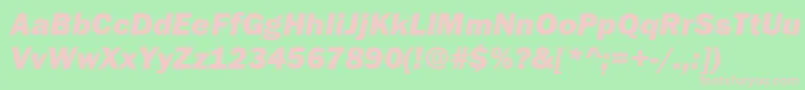 Fonte FranklinGothicHeavyItalic – fontes rosa em um fundo verde