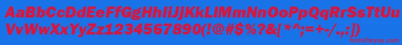 FranklinGothicHeavyItalic-fontti – punaiset fontit sinisellä taustalla