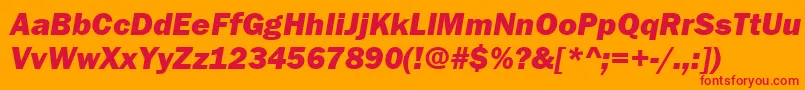 FranklinGothicHeavyItalic Font – Red Fonts on Orange Background