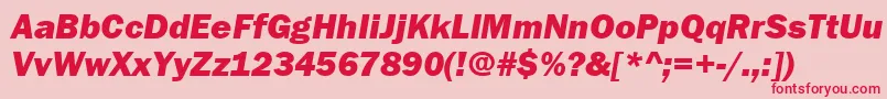 FranklinGothicHeavyItalic Font – Red Fonts on Pink Background