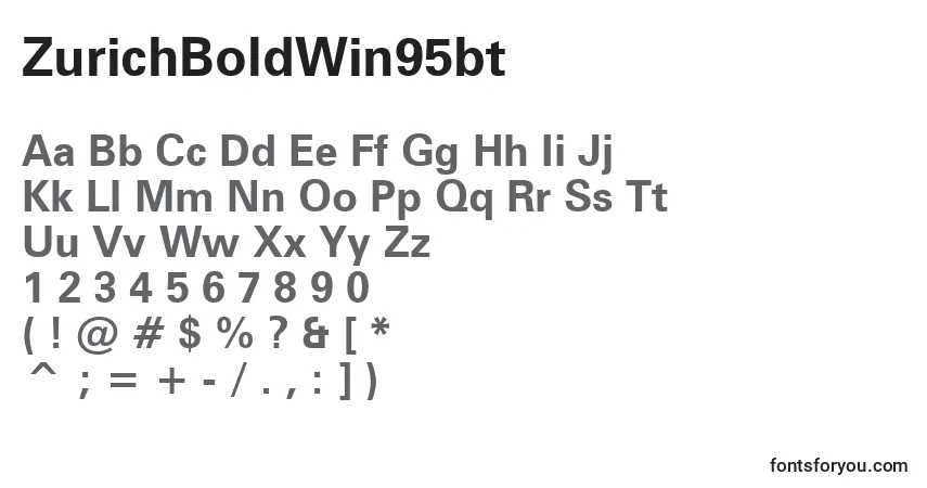 A fonte ZurichBoldWin95bt – alfabeto, números, caracteres especiais