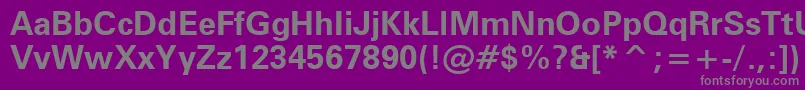 フォントZurichBoldWin95bt – 紫の背景に灰色の文字