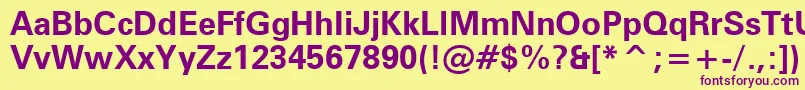 ZurichBoldWin95bt Font – Purple Fonts on Yellow Background