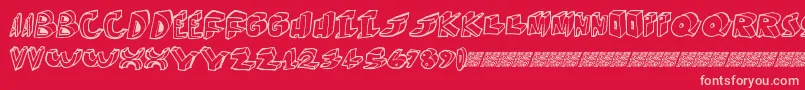 Moredimension Font – Pink Fonts on Red Background