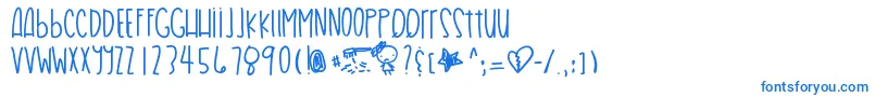 フォントHairproblems – 白い背景に青い文字