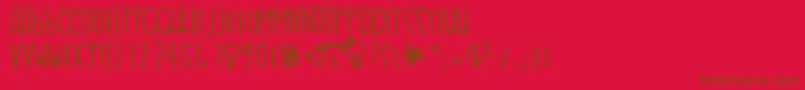 Fonte Hairproblems – fontes marrons em um fundo vermelho