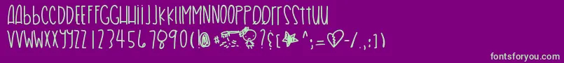 フォントHairproblems – 紫の背景に緑のフォント