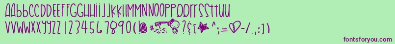 フォントHairproblems – 緑の背景に紫のフォント