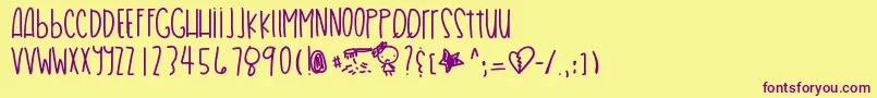 Hairproblems-fontti – violetit fontit keltaisella taustalla