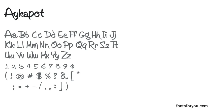 Fuente Aykapot - alfabeto, números, caracteres especiales