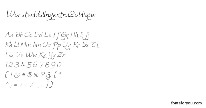 Fuente Worstveldslingextra2oblique - alfabeto, números, caracteres especiales