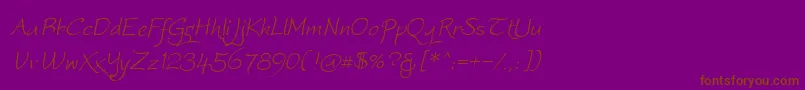 Worstveldslingextra2oblique-Schriftart – Braune Schriften auf violettem Hintergrund