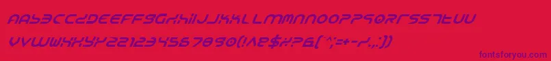 フォントYukonTechItalic – 赤い背景に紫のフォント