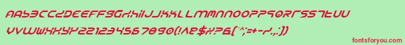 YukonTechItalic-Schriftart – Rote Schriften auf grünem Hintergrund