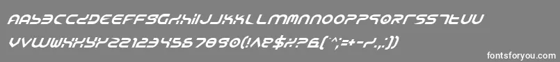 フォントYukonTechItalic – 灰色の背景に白い文字