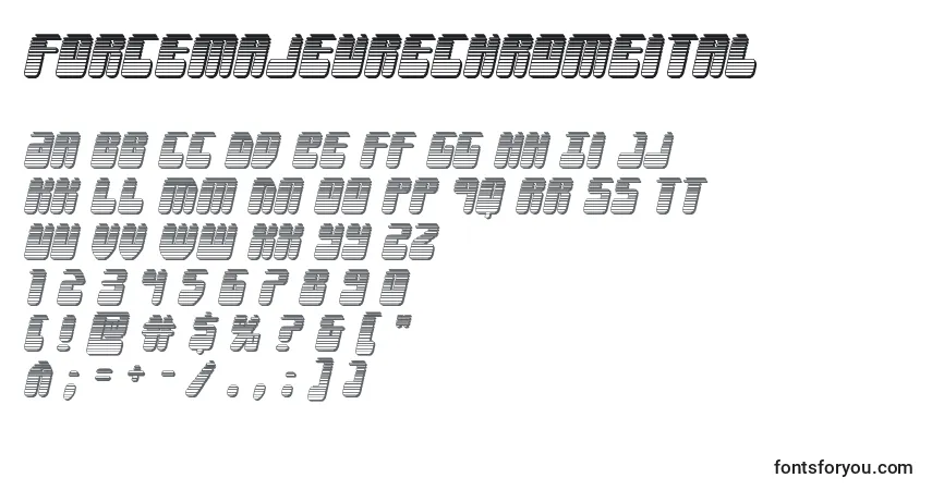 Schriftart Forcemajeurechromeital – Alphabet, Zahlen, spezielle Symbole