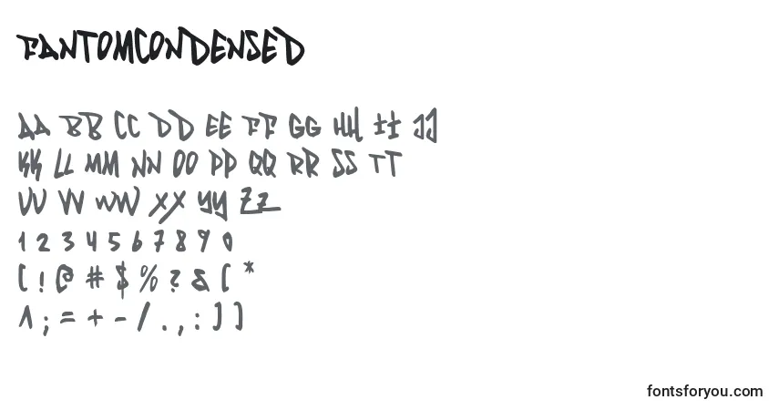 Czcionka FantomCondensed – alfabet, cyfry, specjalne znaki