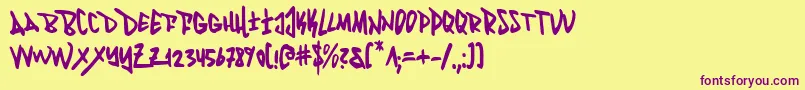 FantomCondensed Font – Purple Fonts on Yellow Background