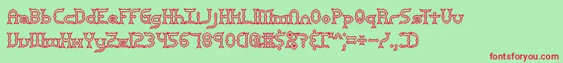 MincerBrk Font – Red Fonts on Green Background